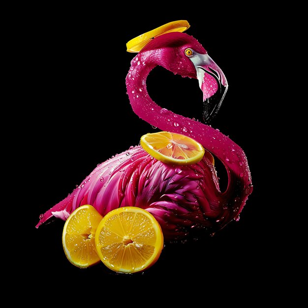 Flamingo Formed in Pink Lemonade Material Transparent With P Background Art Y2K Glowing Concept