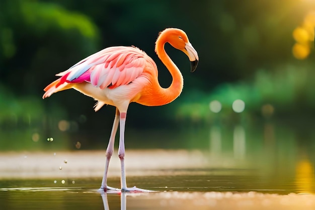 Flamingo in zijn natuurlijke omgeving Concept van behoud van de soort Generatieve Ai