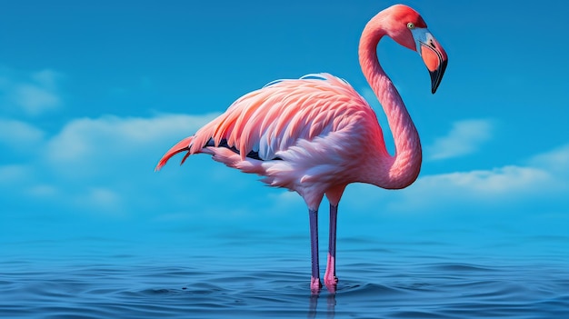 flamingo isolated on blue background