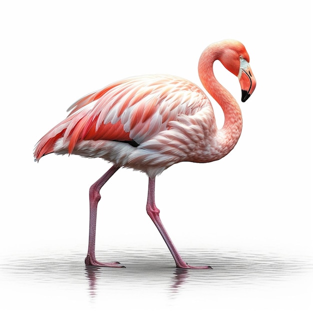 Фламинго на белом фоне Генеративный ИИ