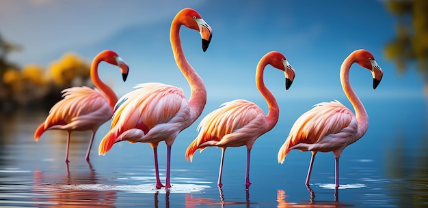 Фламинго в озере, изображение, созданное AI