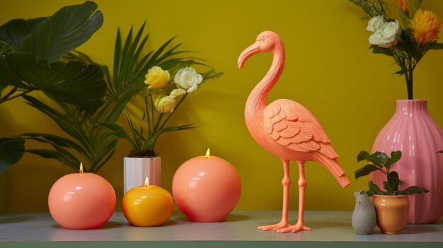 flamingo look bird resin carved canary decor for natural home atmosphere