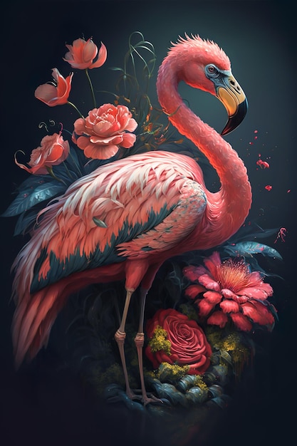 Фламинго Современное художественное украшение для интерьера Сгенерировано AI