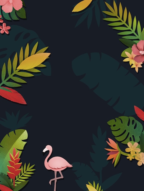 Flamingo Nature Papercraft Leaves Plants