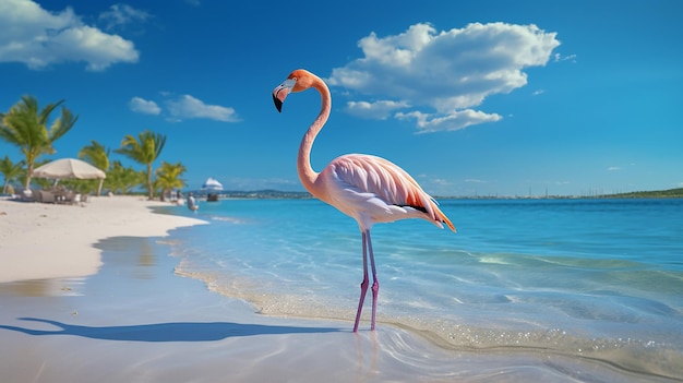 Flamingo op het strand Aruba-eiland