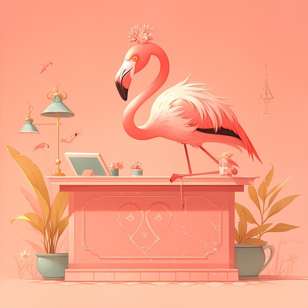 Photo flamingo receptionist a chic fantasy world