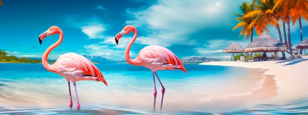 Flamingo on the seashore generative ai travel