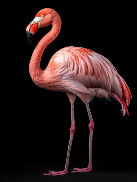 Flamingo studio shot isolato su uno sfondo nero chiaro ai generativo