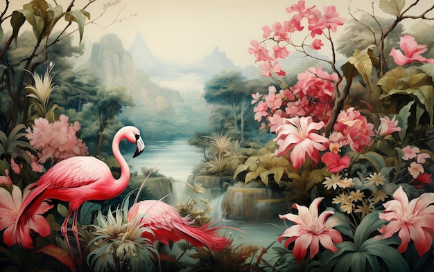 Flamingo Vintage Wallpaper Creating a Distinctive Atmosphere