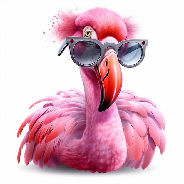 Photo flamingo wearing glasses