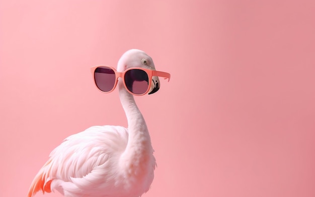 Photo flamingo wearing a pair of sunglasses