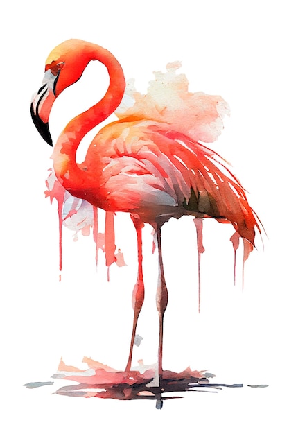 Flamingo on white background AI Generated