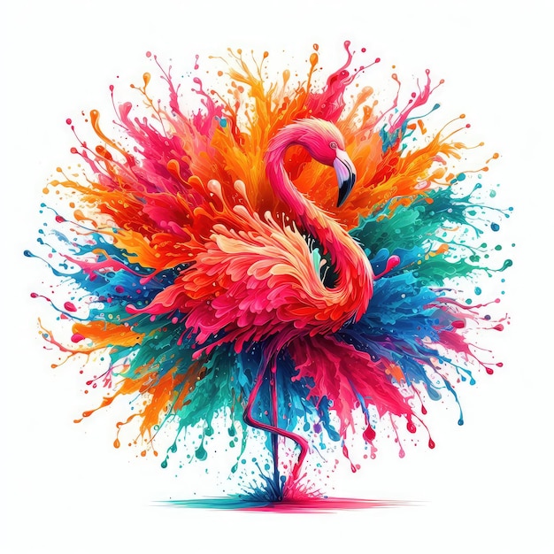 a flamingo with colors and a picture of a flamingo