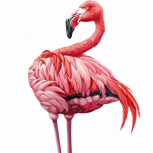 a flamingo with white background