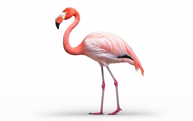 A Flamingo39s Elegance Captured in Stillness Isolated on White Background