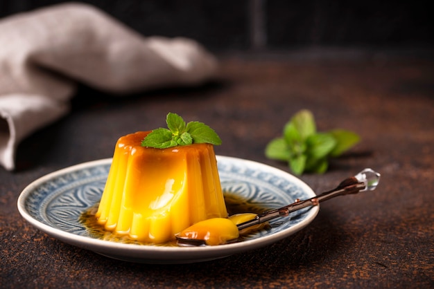 Flan or creme caramel dessert