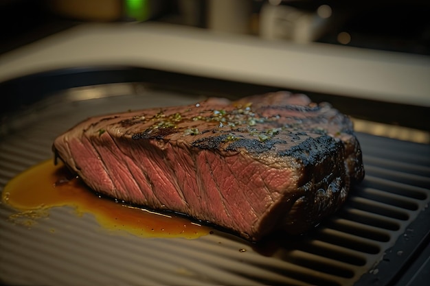 Flank steak cooked sous vide then finished on the grill with a smoky char