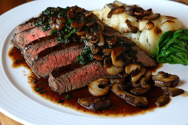 Flank steak with mushroom and balsamic sauce