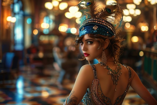 A flapper girl dancing in a speakeasy during the 1920s