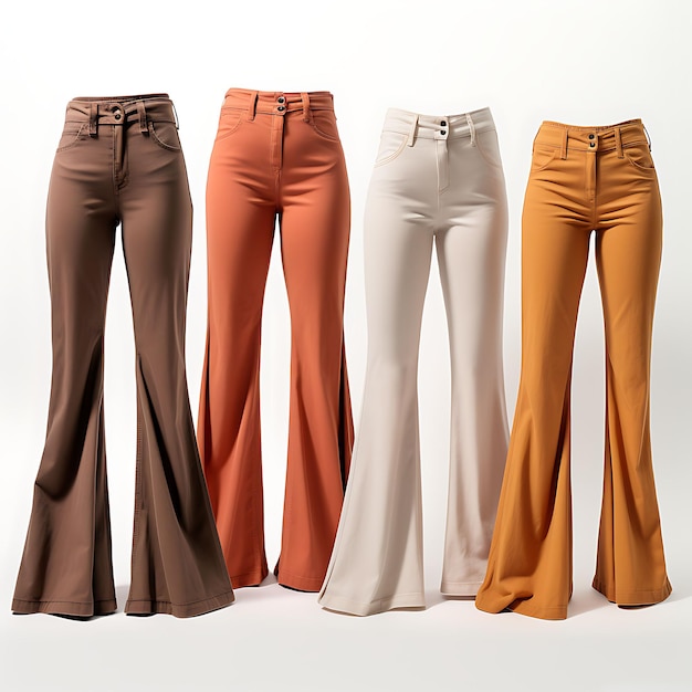 Расширенные брюки Различные ткани EG Деним Полиэстер Широкие ноги F Мода Одежда на чистом фоне