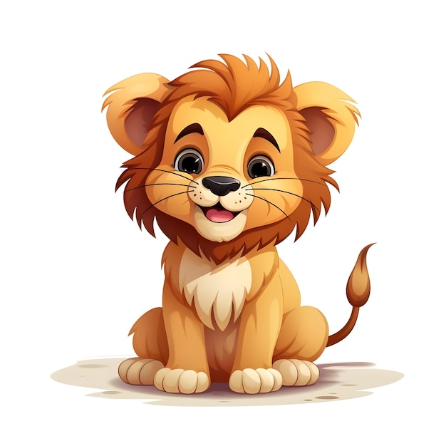Flash card illustratie van schattige cartoon harige leeuw
