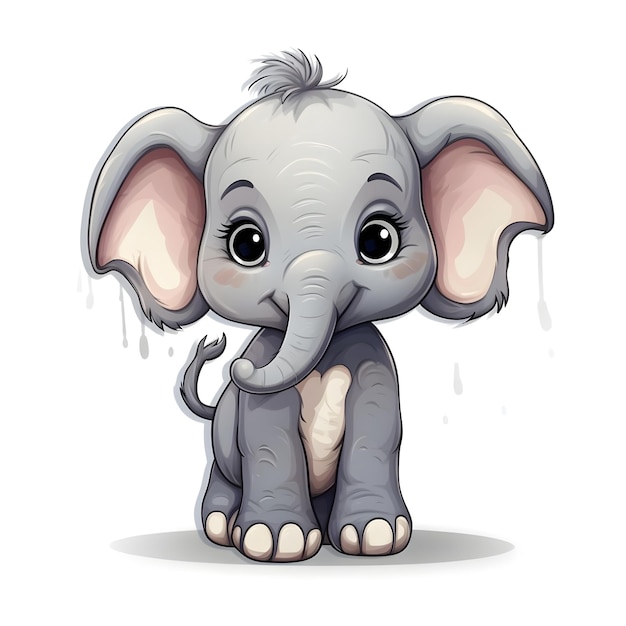 Flash card illustratie van schattige cartoon olifant