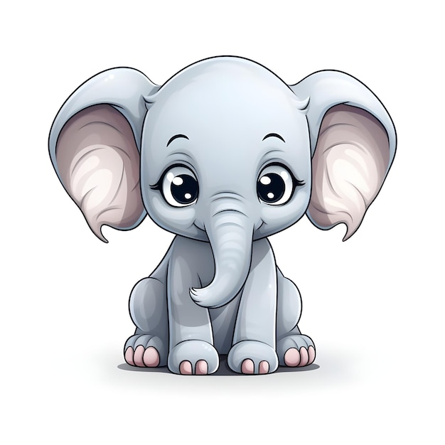 Flash card illustration of cute cartoon elephant