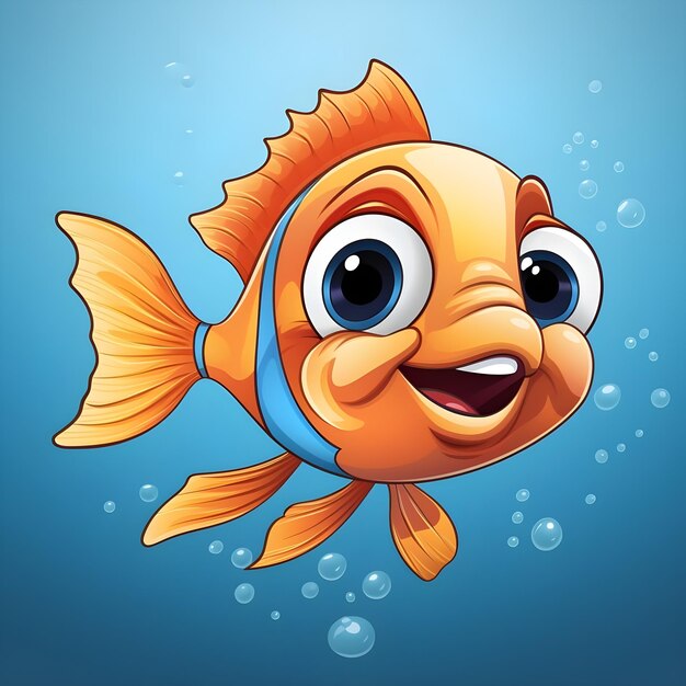 Flash card illustration of cute cartoon fish