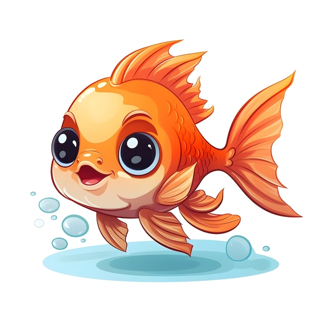 Flash card illustration of cute cartoon fish