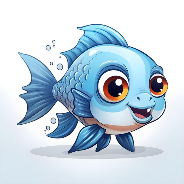 Flash card illustration of cute cartoon fish