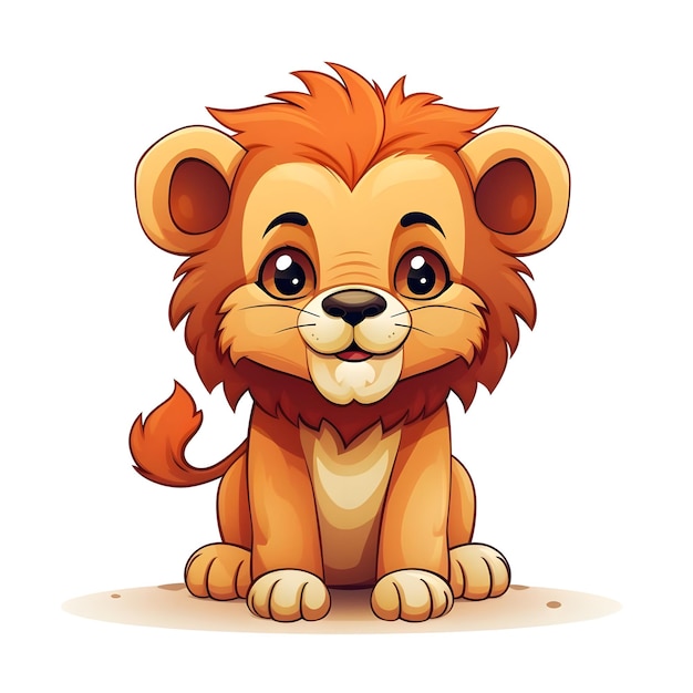 Photo flash card illustration of cute cartoon furry lion