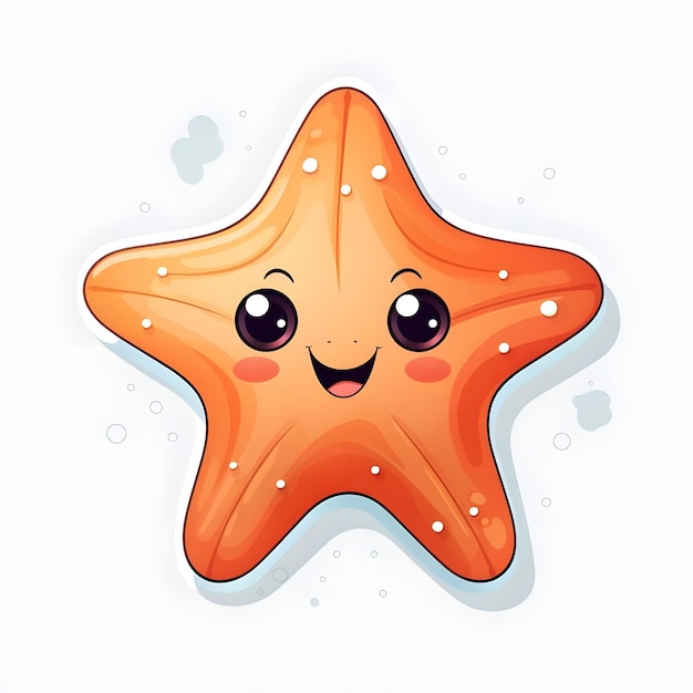 Flash card illustration of cute cartoon starfish