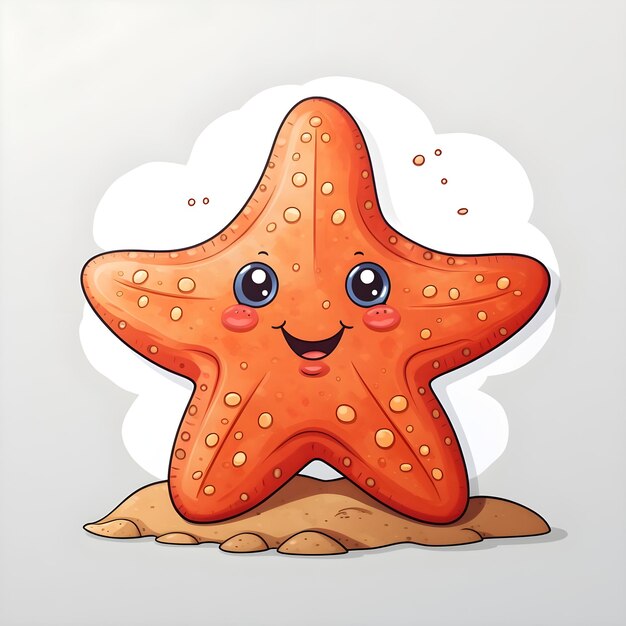 Photo flash card illustration of cute cartoon starfish