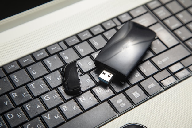 Flash drive with a computer keyboard