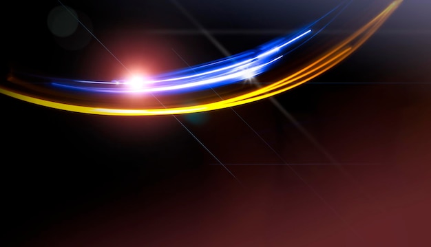 flash of light and colorful lines on a black background