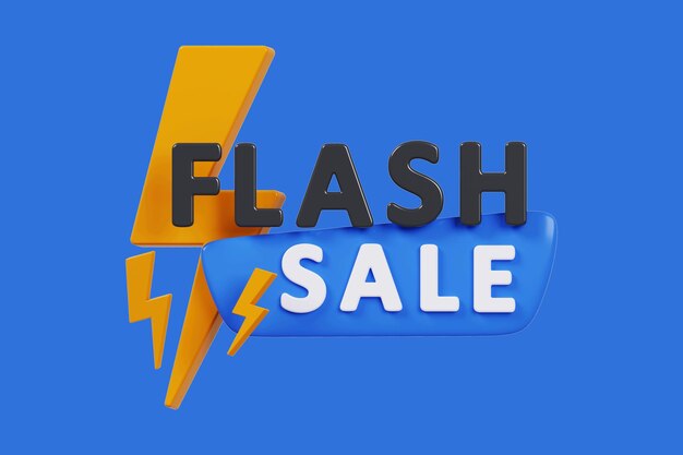 Flash Sale Shopping Poster or banner with Flash icon and 3D text on blue background Flash Sales banner template design for social media and website Special Offer Flash Sale campaign or promotion 1