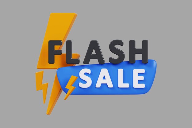 Flash Sale Shopping Poster or banner with Flash icon and 3D text on blue background Flash Sales banner template design for social media and website Special Offer Flash Sale campaign or promotion 7