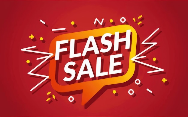 Photo flash sale shopping poster or banner with flash icon and 3d text on orange background flash sales