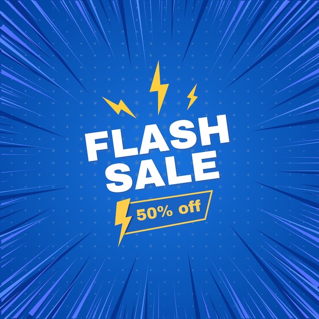 flash sale shopping poster or banner with flash icon 50 percent off sale 50 percent discount