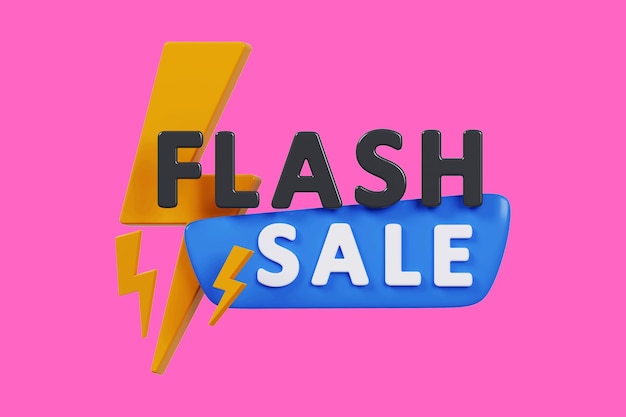 Фото Плакат или баннер с иконой flash и 3d-текстом на синем фоне дизайн шаблона баннера flash sales для социальных сетей и веб-сайта специальная предложение flash sale кампания или продвижение 8