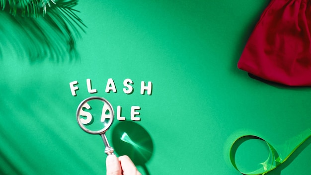 Photo flash sale sign on green background