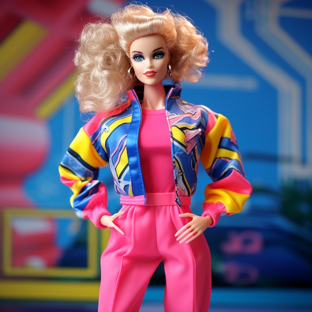 Premium AI Image  Mod Marvel Barbie's Bold Patterns Miniskirt and