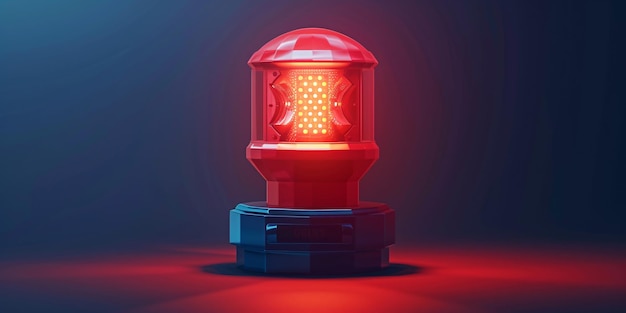 Flashing red emergency beacon with police light and siren for danger or ambulance situations illustrated