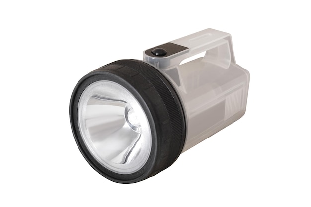 Flashlight with a large reflector Isolated