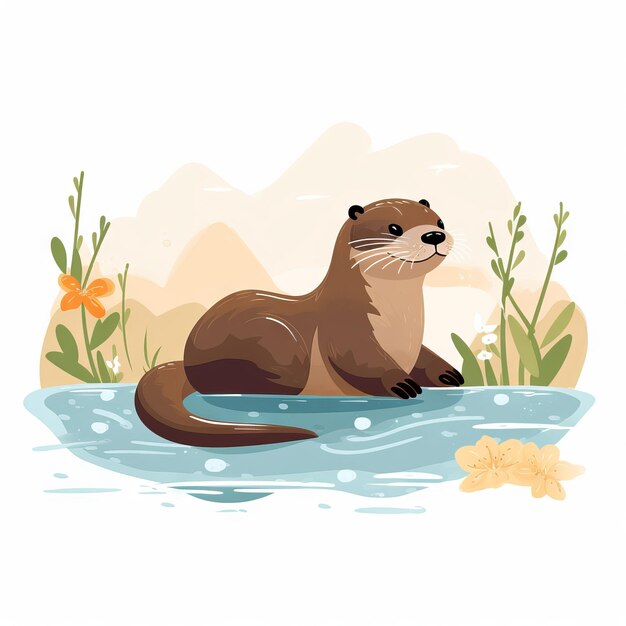 Flat 2D illustration of a cute animal