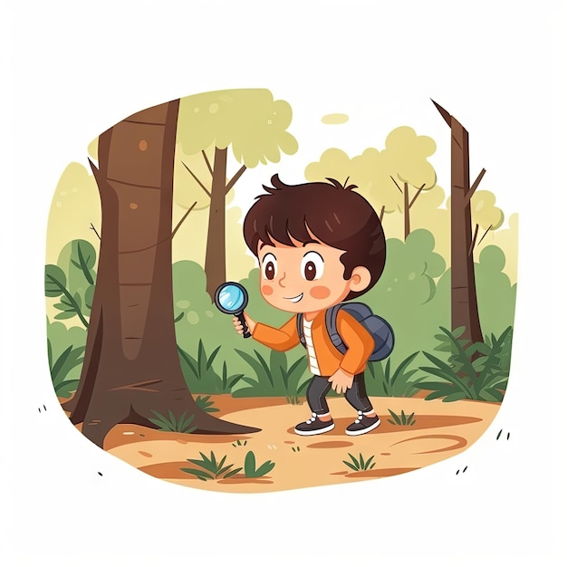 Photo flat 2d illustration of a kid