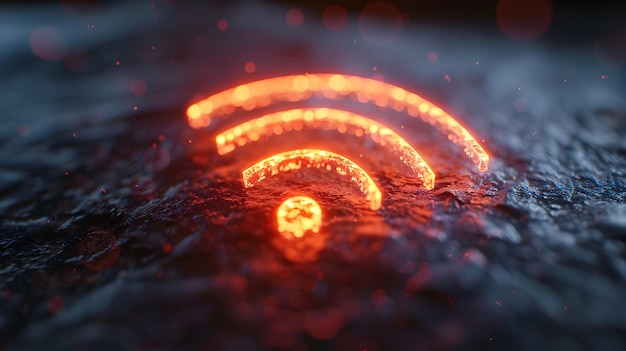 Foto iconica piatta 3d di attacco wi-fi che illustra i rischi delle reti wireless compromesse importanza della sicurezza