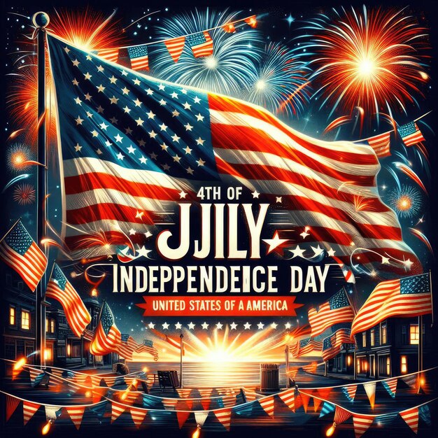 Photo flat 4th of july independence day illustration