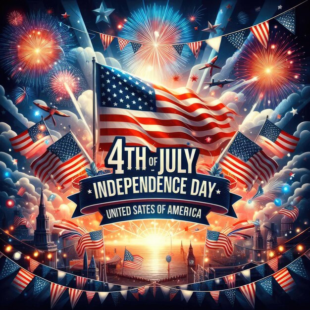 Photo flat 4th of july independence day illustration