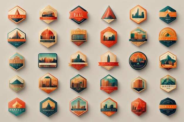 Flat abstract geometric real estate labels collection